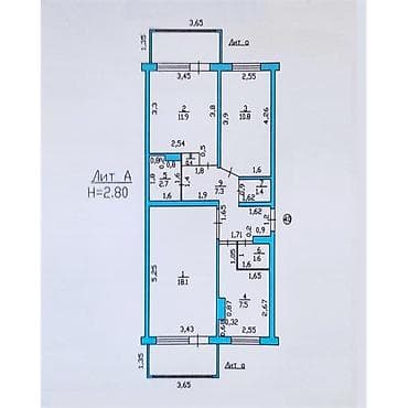 санузель: 3 комнаты, 78 м², 105 серия, 1 этаж — 1