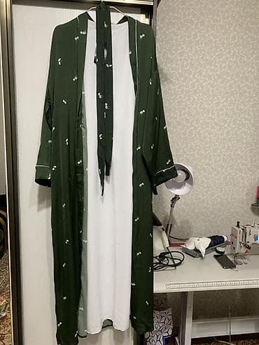 будущих мам: Комплект: длинное платье и накидка с поясом - Платье: однотонное — 1