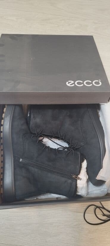 сапоги из натурального меха и кожи: Сапоги, 40, Ecco, Б/у, цвет - Черный, Платная доставка, Самовывоз — 7