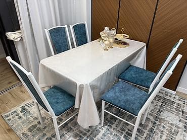 small table: Обеденная группа: прямоугольный стол + 6 стульев 140 см 70 см - — 1