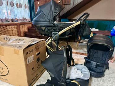 каляска для близнецов: Коляска, цвет - Черный, Б/у — 7
