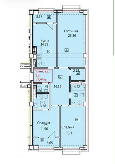 Недвижимость: 3 комнаты, 99 м², Асанбай мкр Элитка, 7 этаж, ПСО (под самоотделку) — 1