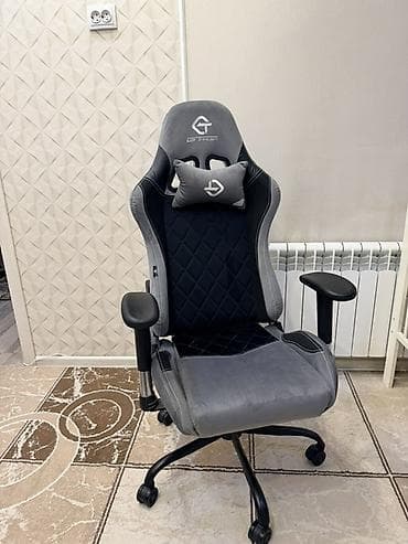 Кресла: Игровое кресло, С колесиками, цвет - Серый, Велюр — 1