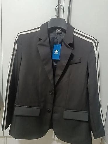в полоску: Пиджак Adidas Originals - Классический черный пиджак с фирменными — 3