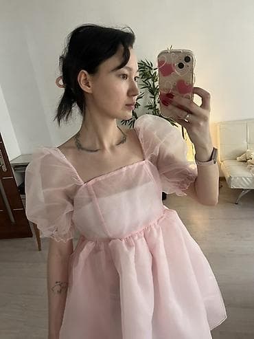 пышные детские платья: Платье мини из полупрозрачного органзи в стиле babydoll. - Цвет — 2