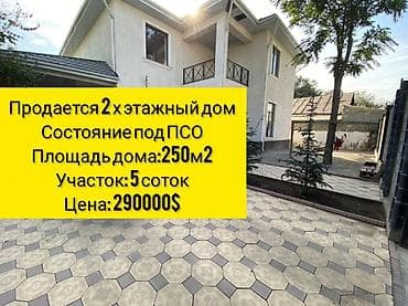 Продается 2-этажный дом Район Юг-2, центр Площадь дома: 250 м²