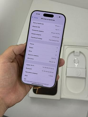 часы советские: IPhone 16 Pro, Б/у, 256 ГБ, Золотой, Коробка, 90 % — 2