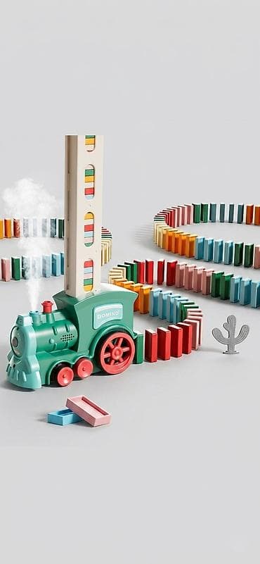 ​🚂 Автоматический паровозик «Домино» на аккумуляторе (180 деталей)