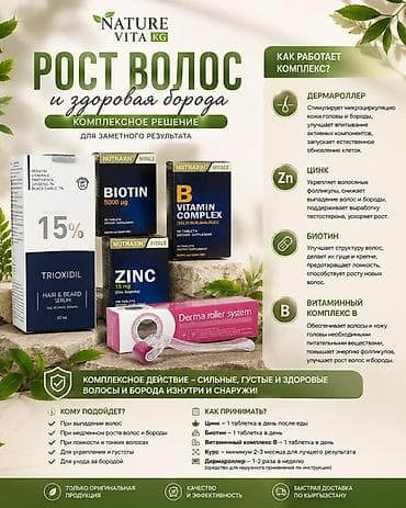 для головы: Комплекс для роста волос и здоровой бороды Nature Vita KG Состав — 1