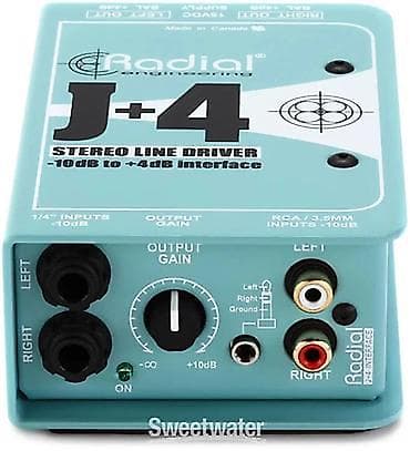 Radial J+4 — стерео линейный драйвер/интерфейс -10 dBV → +4 dBu