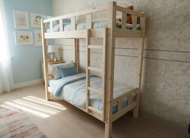 деревянные двухъярусные кровати: Двухъярусная детская кровать, Новый, Натуральное дерево — 1