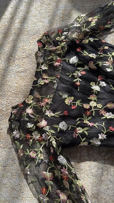 осений бал: Платье из черного фатина с вышивкой - Материал: тонкая прозрачная — 2