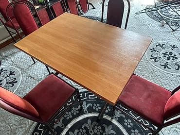 Офисная мебель: Кухонный стол и стул, Б/у, Самовывоз, цвет - Коричневый — 3