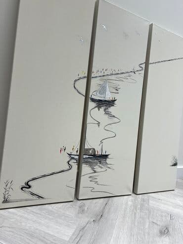 садовый дом: Модульная картина ручной работы! Размер 90 * 30 см одного модуля — 2