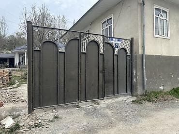 пластиковая форточка: Металлические ворота с калиткой - Конструкция: двустворчатые — 1