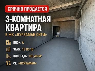 3 бөлмө, 106 м², Элитка, 13 кабат, Даяр ПСО (өзү оңдоп түзөтүп бүтүү үчүн)
