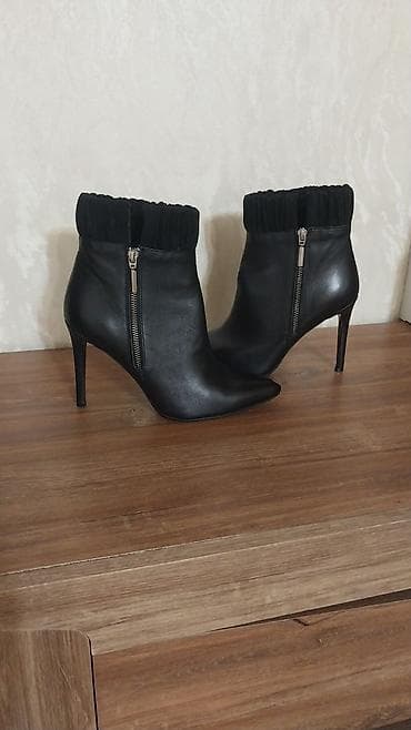 кеты обувь: Женские ботильоны на шпильке - Цвет: черный - Материал верха: гладкая — 1