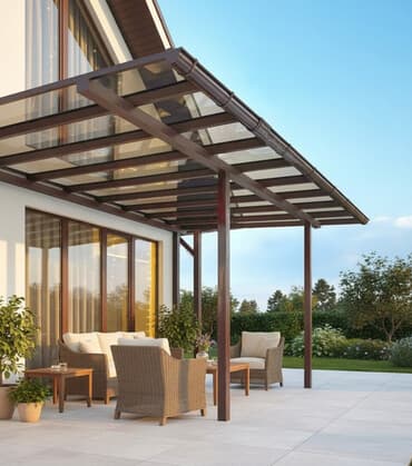 Навес, Односкатный, Дерево, Поликарбонат