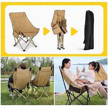 раскладной стул: Походный складной стул, Другой материал, цвет - Черный — 1