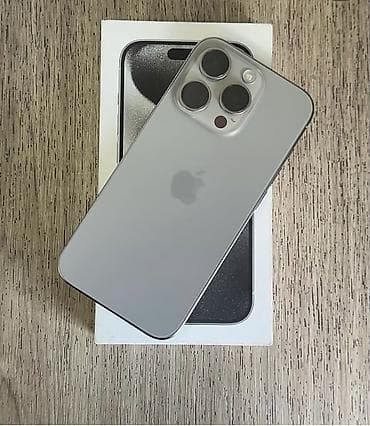 Техника жана электроника: IPhone 15 Pro, Колдонулган, 256 ГБ, Natural Titanium, Заряддоочу түзүлүш, Кабель, Куту, 90 % — 2