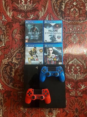 Видеоигры и приставки: PlayStation 4 (фат версия) с комплектом аксессуаров и игр. В — 2
