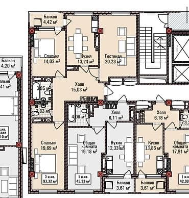 3 комнаты, 93 м², Элитка, 4 этаж, Готовая ПСО (под самоотделку)