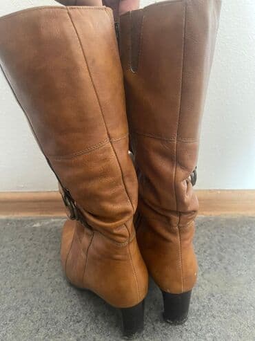 сапоги из натурального меха и кожи: Сапоги, 38, Janina, Новый, цвет - Оранжевый, Самовывоз — 3