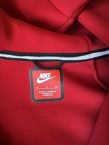 мужские кофты на молнии: Толстовка Nike с капюшоном на молнии, бордового/красного цвета — 5