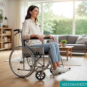 Инвалидная коляска с ручным приводом. Особенности: - Рама из