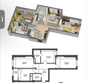 3 комнаты, 89 м², Технопарк Элитка, 6 этаж, ПСО (под самоотделку)