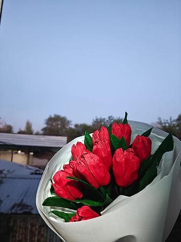 крафт бумага: Букет из бумаги тюльпаны - Состав: ручные тюльпаны из гофрированной — 4