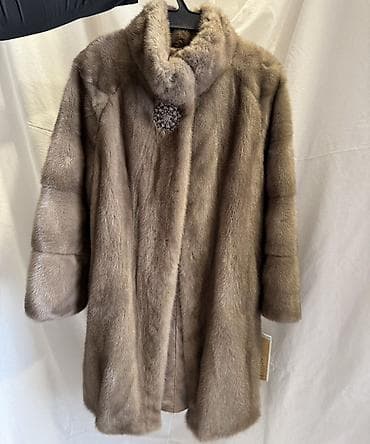 мех воротник: Шуба, Норка, По колено — 2