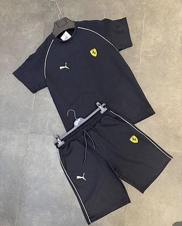 яркие футболки: Мужской спортивный костюм, S, M, L, Puma, Новый, цвет - Черный, Платная доставка — 1