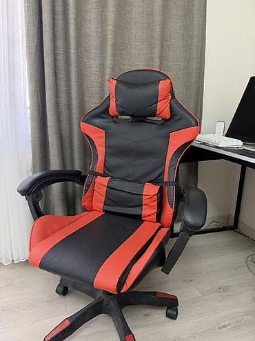 moza racing: Игровое кресло, Б/у, С колесиками, цвет - Красный, Экокожа — 1