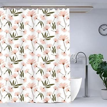 штора для душа: Шторы для ванной комнаты — водоотталкивающие, с люверсами/кольцами для — 2