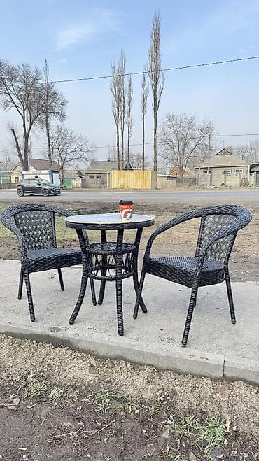 кованые столы и стулья: Садовый стол Ротанг — 6