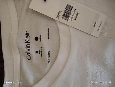 оргинал одежды: Футболка Calvin Klein, мужская, белая. - Классический крой с круглым — 2