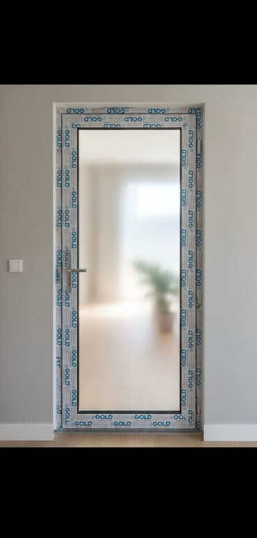 Пластиковая дверь с матовым остеклением, изготовленная из ПВХ профиля