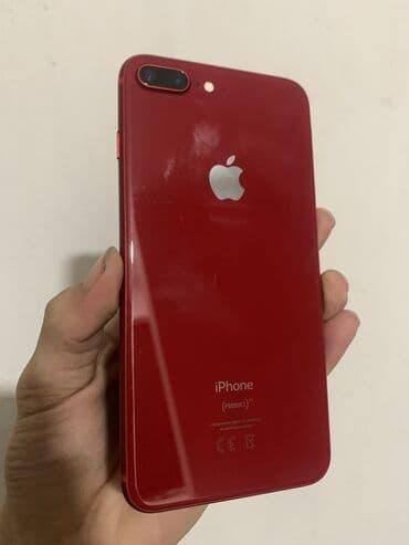 IPhone 8 Plus, Б/у, 64 ГБ, Красный, Защитное стекло, Кабель, Чехол, 100 %