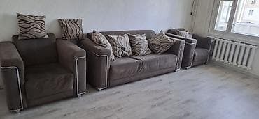 стулья для гостиной: Комплект мягкой мебели, Б/у, Самовывоз, цвет - Коричневый — 1
