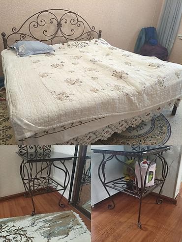 Столдор: Пара кованых журнальных столиков с стеклянными столешницами. размеры — 6