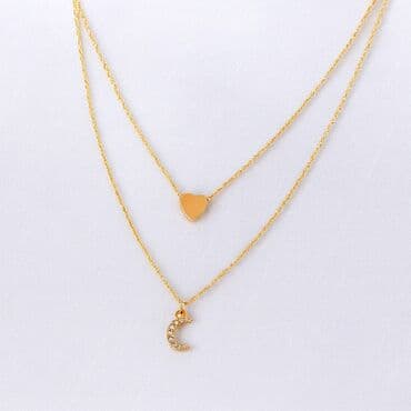 крестик золотой: Ожерелье О ✨ Двухуровневое ожерелье “Луна и Сердце” — воплощение — 2