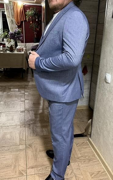 куплю кожаную куртку мужскую: Мужской костюм-двойка в тонкую полоску. - Цвет — 4