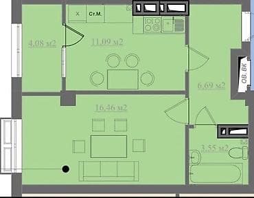 red centr: 1 комната, 42 м², Элитка, 9 этаж, Готовая ПСО (под самоотделку) — 2