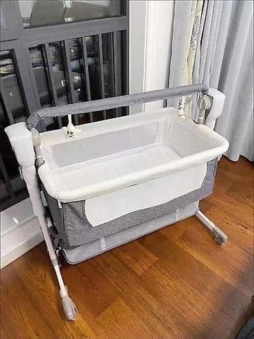 Балдар үчүн кошумча коюлган керебет, Жаңы, Дөңгөлөктүү, түсү - Боз — 5