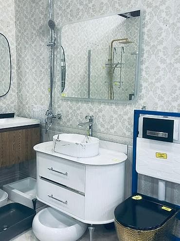 Тумба для ванны, Новый, С раковиной, МДФ, Бесплатная доставка, цвет - Белый