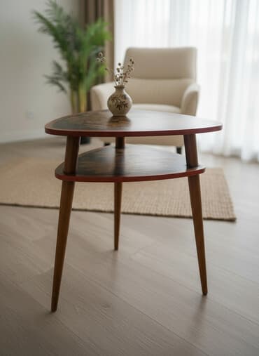 мебель советская: Журнальный столик с росписью в русском народном стиле (под хохлому) - — 1