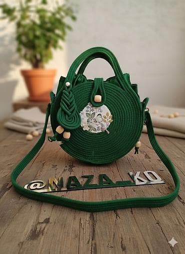 сумка плетёная: Классическая сумка, Материал: Хлопок, Съёмный ремень, Женские — 2