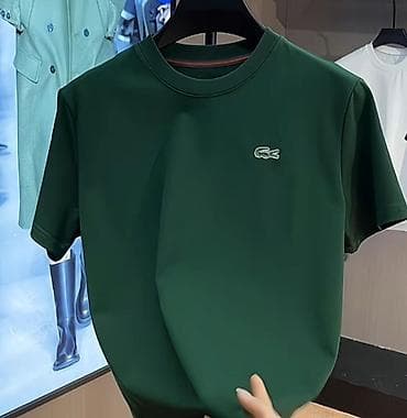 Мужская одежда: Футболка Lacoste мужская, базовая, темно‑зеленого цвета. - — 1