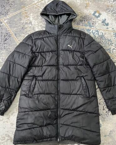 button куртка двухсторонняя: Зимняя удлинённая куртка Puma, двусторонняя (чёрная/тёмно-зелёная) — 1